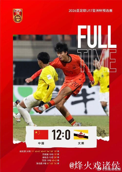 U17亚预赛：赵松源狂轰六球，U16国足12-0横扫文莱